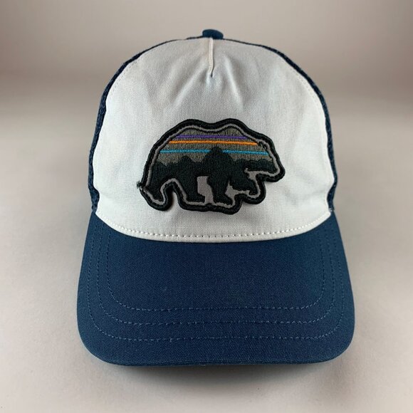 Patagonia Unisex Navy Blue White Relaxed Fit Snapback Trucker Hat M/L - Picture 2 of 5